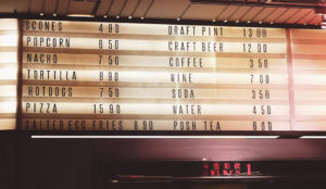 photo of a lighted menu board at a food truck