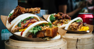 food displayed on food truck window