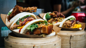 food displayed on food truck window